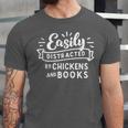 Easily Distracted By Chickens And Books Farm Unisex Jersey T-Shirt