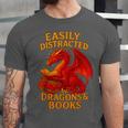 Easily Distracted By Dragons And Books Reading Unisex Jersey T-Shirt