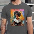 Educated Afro Girl Reading Book Lover History Month Unisex Jersey T-Shirt