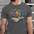 Enchanted Open Book With Blooming Flowers Unisex Jersey T-Shirt