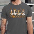 Fall Goose Reading Book Teacher Autumn Pumpkin Cozy Season Unisex Jersey T-Shirt