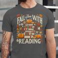 Fall In Love With Reading Book Autumn Pumpkins And Teachers Unisex Jersey T-Shirt Fall In Love With Reading Book Autumn Pumpkins And Teachers Unisex Jersey T-Shirt