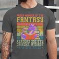Fantasy Reader Society Reading Book Retro Bookworm Reader Unisex Jersey T-Shirt