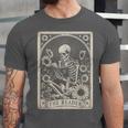Floral The Reader Tarot Card Skeleton Reading Book Unisex Jersey T-Shirt