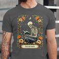 Floral Tarot Card The Reader Skeleton Reading Book Unisex Jersey T-Shirt Floral Tarot Card The Reader Skeleton Reading Book Unisex Jersey T-Shirt