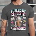 Fueled By Iced Coffee And Books Book Lover Retro Unisex Jersey T-Shirt Fueled By Iced Coffee And Books Book Lover Retro Unisex Jersey T-Shirt
