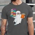 Ghost Reading Books Halloween Library Unisex Jersey T-Shirt