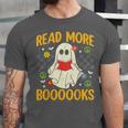 Ghost Reading Books Teacher Student Halloween Read More Book Unisex Jersey T-Shirt