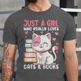 Girl Who Loves Cats And Books Cute Unisex Jersey T-Shirt