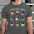 God Says I Am Cat Book Lover Christian Cute Jesus Girls Kids Unisex Jersey T-Shirt