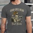 Good Girls Read Bad Books Vintage Skeleton Reader Unisex Jersey T-Shirt Good Girls Read Bad Books Vintage Skeleton Reader Unisex Jersey T-Shirt