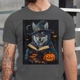 Halloween Girls Boys Cute Wolf Book Pumpkin Kids Halloween Unisex Jersey T-Shirt