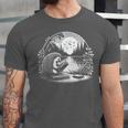 Hedgehog Reading Book Full Moon Lake Scenery Unisex Jersey T-Shirt