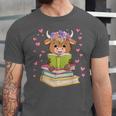 Highland Cow Reading Book Floral Bookworm Unisex Jersey T-Shirt Highland Cow Reading Book Floral Bookworm Unisex Jersey T-Shirt