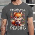 I'd Rather Be Reading Cute Fox Book Lover Reader Bookworm Unisex Jersey T-Shirt