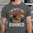 I'm With The Banned Stack Of Books Vintage Sunset Retro Unisex Jersey T-Shirt