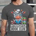Introverted Book Club Reading Lover Cow Unisex Jersey T-Shirt Introverted Book Club Reading Lover Cow Unisex Jersey T-Shirt