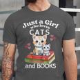 Just A Girl That Loves Cats And Books Cute Cat & Bookwork Unisex Jersey T-Shirt
