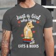 Just a Girl Who Loves Cats And Books Reading Cat & Bookworm Unisex Jersey T-Shirt