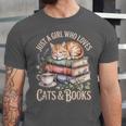 Just A Girl Who Loves Cats And Books Reading Librarian Unisex Jersey T-Shirt Just A Girl Who Loves Cats And Books Reading Librarian Unisex Jersey T-Shirt
