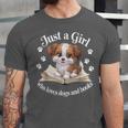 Just a Girl Who Loves Dogs And Books Cute Dog Unisex Jersey T-Shirt