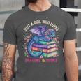 Just a Girl Who Loves Dragons And Books Dragon Reading Unisex Jersey T-Shirt