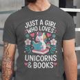Just a Girl Who Loves Unicorns And Books Unisex Jersey T-Shirt