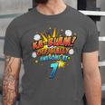 Kids Ka-Blam 7 Year Old Boys 7th Birthday Comic Book Super Hero Unisex Jersey T-Shirt Kids Ka-Blam 7 Year Old Boys 7th Birthday Comic Book Super Hero Unisex Jersey T-Shirt