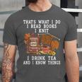 Knitting Reading Books Drinking Tea Knitter Knit Unisex Jersey T-Shirt