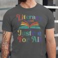 Literacy Justice For All Stop Book Banning Protect Librarian Unisex Jersey T-Shirt