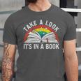 Take a Look It's In a Book Reading Vintage Retro Rainbow Unisex Jersey T-Shirt Take a Look It's In a Book Reading Vintage Retro Rainbow Unisex Jersey T-Shirt