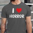 I Love Horror Heart Movies TV Show Books Writing Read Unisex Jersey T-Shirt I Love Horror Heart Movies TV Show Books Writing Read Unisex Jersey T-Shirt