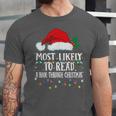 Matching Christmas PJS Most Likely To Read A Book Unisex Jersey T-Shirt