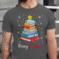 Merry Bookmas Book Christmas Tree Lights Xmas Men Women Kids Unisex Jersey T-Shirt