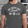 My Needs Are Simple Cat Dog Reading Book Coffee Unisex Jersey T-Shirt