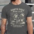 North Pole Book Club Christmas Elf Bookish Retro Graphic Unisex Jersey T-Shirt