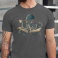 Octopus Reading Book Coffee Book Lover Bookworm Nerd Unisex Jersey T-Shirt