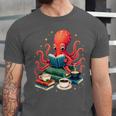 Octopus Reading Books Tea Coffee Unisex Jersey T-Shirt