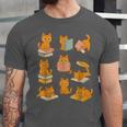 Orange Cats Reading Books Cat Lover Unisex Jersey T-Shirt Orange Cats Reading Books Cat Lover Unisex Jersey T-Shirt