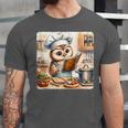 Owl Learning To Cook With Cookbook Chef Apron Stove Cooking Unisex Jersey T-Shirt