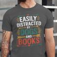 Pet Lover Joke Easily Distracted By Dogs And Books Men Unisex Jersey T-Shirt
