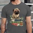 Pug Dog Reading Book Coffee Read Books Be Kind Stay Weird Unisex Jersey T-Shirt