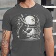 Rabbit Reading Book Full Moon Lake Scenery Unisex Jersey T-Shirt Rabbit Reading Book Full Moon Lake Scenery Unisex Jersey T-Shirt