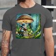 Rabbit Reading Book Under Large Mushroom Easter Bandana Unisex Jersey T-Shirt
