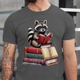 Raccoon Reading Books Matching Bookworm Readers Librarian Unisex Jersey T-Shirt