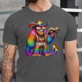 Rainbow Pride Bigfoot Reading Book With Heart Glasses Unisex Jersey T-Shirt