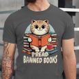 I Read Banned Books Shirt Cat Lover Bookworm Reader Men Women Kids Unisex Jersey T-Shirt