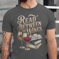Read Between The Wines Vintage Book Lovers Wine Reading Unisex Jersey T-Shirt