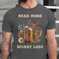 Read More Worry Less Book Lovers Motivational Quote Bookish Unisex Jersey T-Shirt Read More Worry Less Book Lovers Motivational Quote Bookish Unisex Jersey T-Shirt