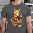 Reading Cat Books Cute Unisex Jersey T-Shirt